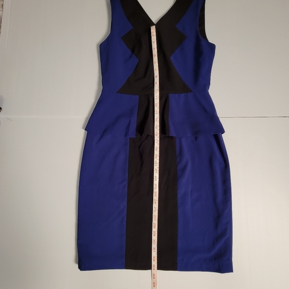 BCBG Maxazria - Sleeveless Sheath Dress, Blue with Black Block - Size 10 - Picture 4 of 6